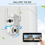 QX95 6MP WiFi Dual Camera Supports Two-way Voice Intercom & AI Recognition(UK Plug)