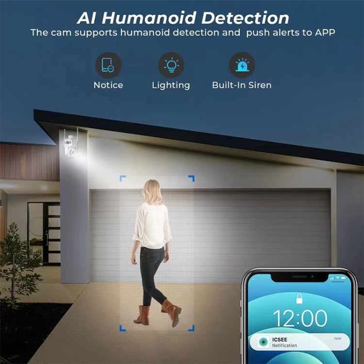 QX95 6MP WiFi Dual Camera Supports Two-way Voice Intercom & AI Recognition(UK Plug)