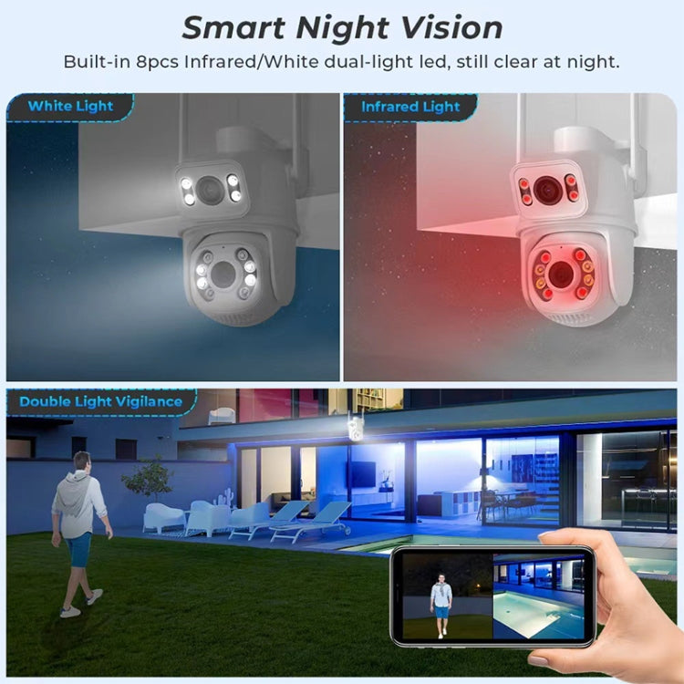 QX95 6MP WiFi Dual Camera Supports Two-way Voice Intercom & AI Recognition(AU Plug)