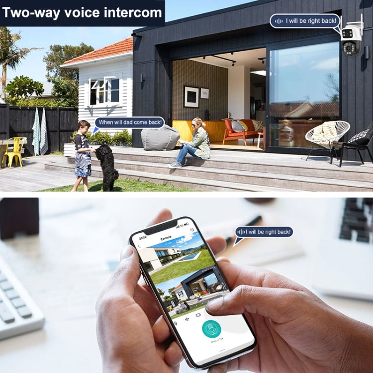 QX101 6MP WiFi Dual Camera Supports Two-way Voice Intercom & Infrared Night Vision(US Plug)