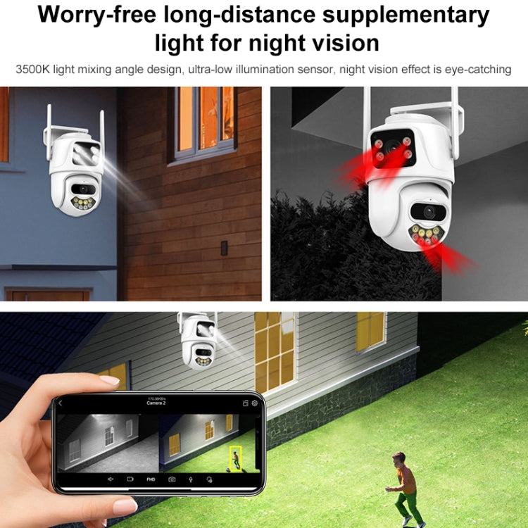 QX102 3MP WiFi Triple Camera Supports Two-way Voice Intercom & Infrared Night Vision(UK Plug)