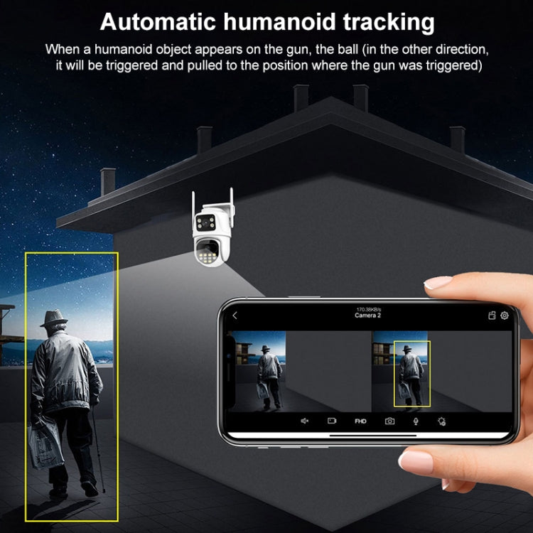 QX102 3MP WiFi Triple Camera Supports Two-way Voice Intercom & Infrared Night Vision(EU Plug)