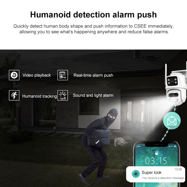 QX102 3MP WiFi Triple Camera Supports Two-way Voice Intercom & Infrared Night Vision(AU Plug)