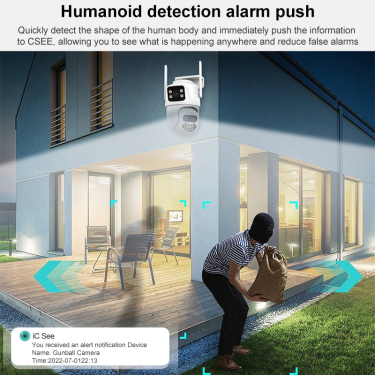 QX104 3MP WiFi Triple Camera Supports Human Face Recognition & AI Alarm(UK Plug)