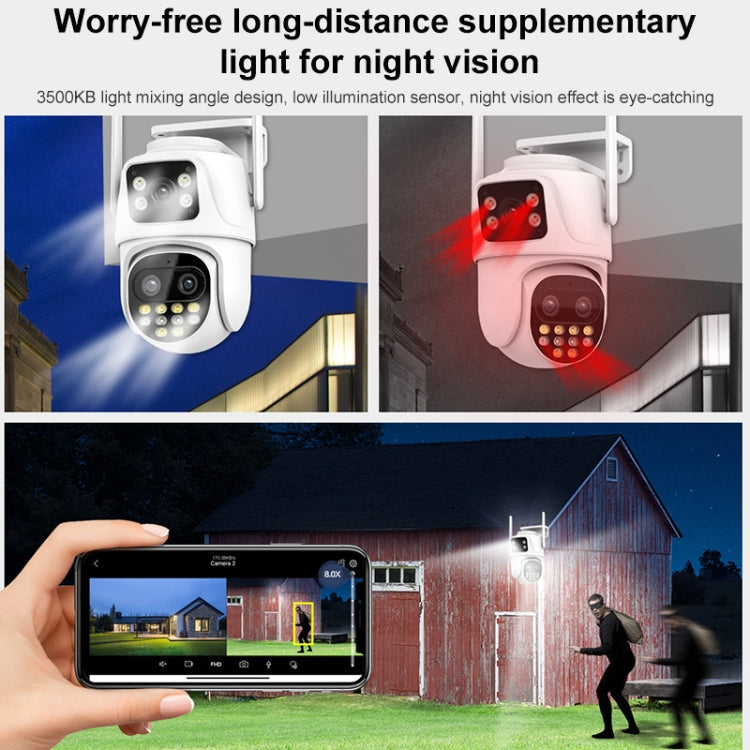 QX104 3MP WiFi Triple Camera Supports Human Face Recognition & AI Alarm(US Plug)