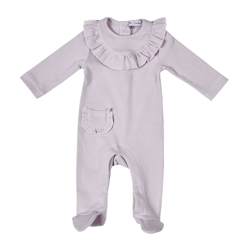 EMILIA | Baby Girls Lilac Ribbed Cotton All-in-One Set (3)