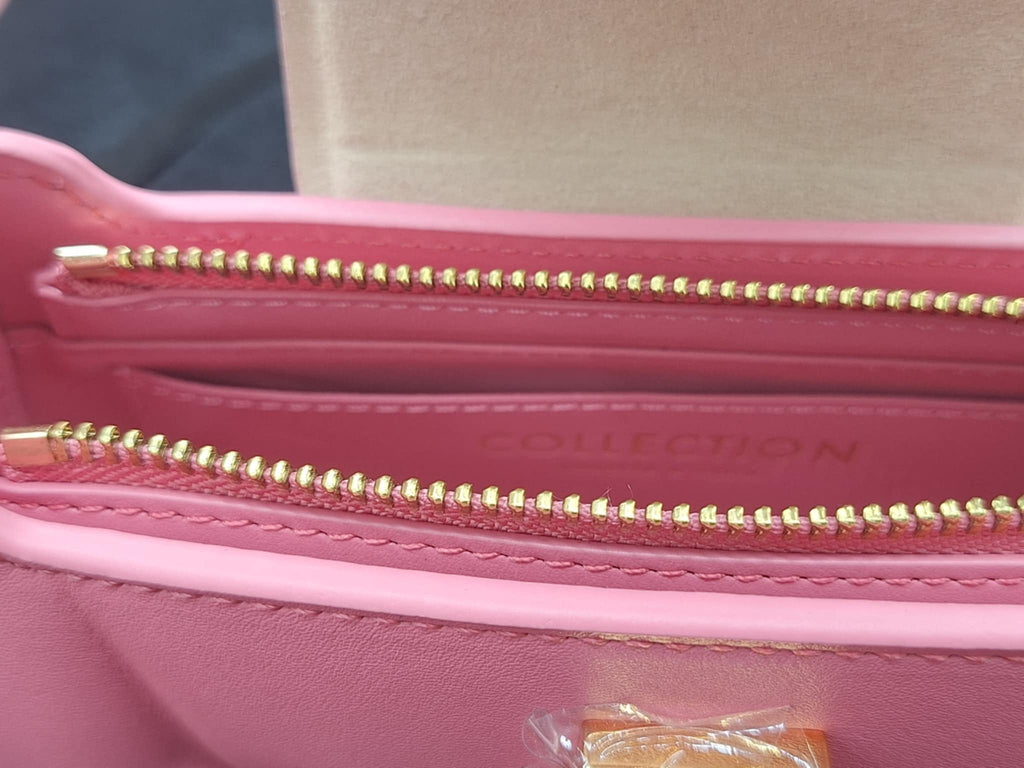 Charles & Keith Koa Leather Push-Lock Top Handle Bag Pink