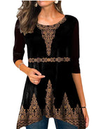Plus Size Women's Floral Print Round Neck Dress