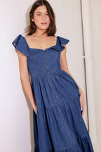 ONCE UPON A TIME DENIM BLUE MIDI DRESS