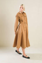 CHARMING DECISION WOVEN MIDI DRESS