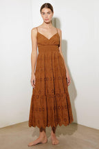 LUMINOUS BLISS WOVEN EYELET MIDI DRESS