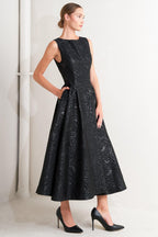 CHECK YOURSELF BLACK WOVEN MIDI DRESS