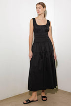 LOVELIEST LOOKS BLACK WOVEN MIDI DRESS
