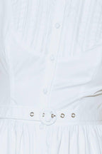 NUE EASE WHITE WOVEN MDI DRESS