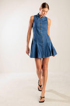 WHERE I WANT TO BE DENIM MINI DRESS