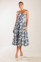 EXPLORING NEW INTERESTS WOVEN MIDI DRESS