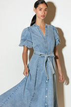 BAREFORM LIGHT DENIM MIDI DRESS