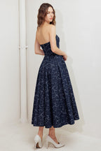 MOONDUST GARDEN DENIM MIDI DRESS