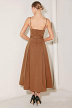 SUNSET SILHOUETTE WOVEN MIDI DRESS