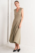 SOPHISTICATED SIMPLICITY WOVEN KNIT MIDI DRESS