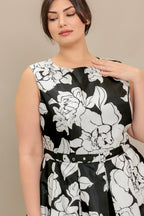 SILENT HEART BLACK WOVEN MIDI DRESS
