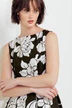 SILENT HEART BLACK WOVEN MIDI DRESS