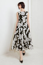 SILENT HEART BLACK WOVEN MIDI DRESS