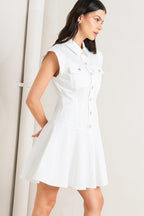 CONFIDENTLY YOURS WHITE WOVEN MINI DRESS