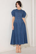 MIDDAY IN BLUE DENIM MIDI DRESS