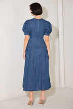 MIDDAY IN BLUE DENIM MIDI DRESS