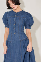 MIDDAY IN BLUE DENIM MIDI DRESS