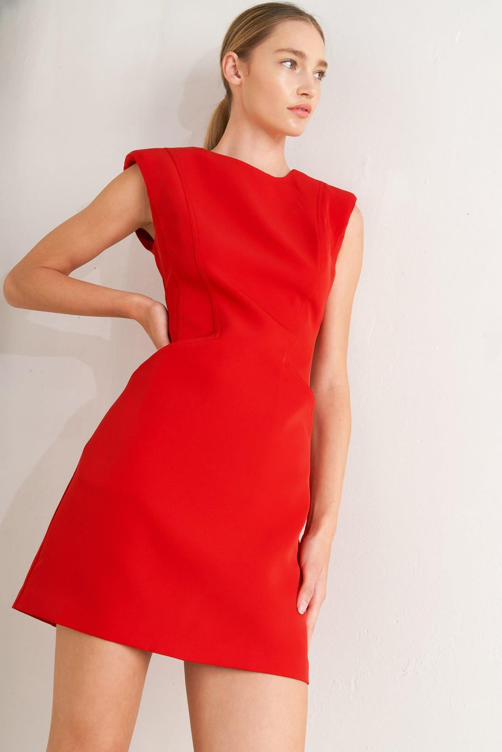 EFFORTLESS POLISH WOVEN SHIFT DRESS