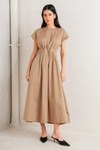 NOVA SAND WOVEN MIDI DRESS