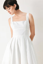 ECHO IN WHITE WOVEN MIDI DRESS