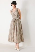 SWEET STRIPE WOVEN MIDI DRESS