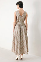 SWEET STRIPE WOVEN MIDI DRESS