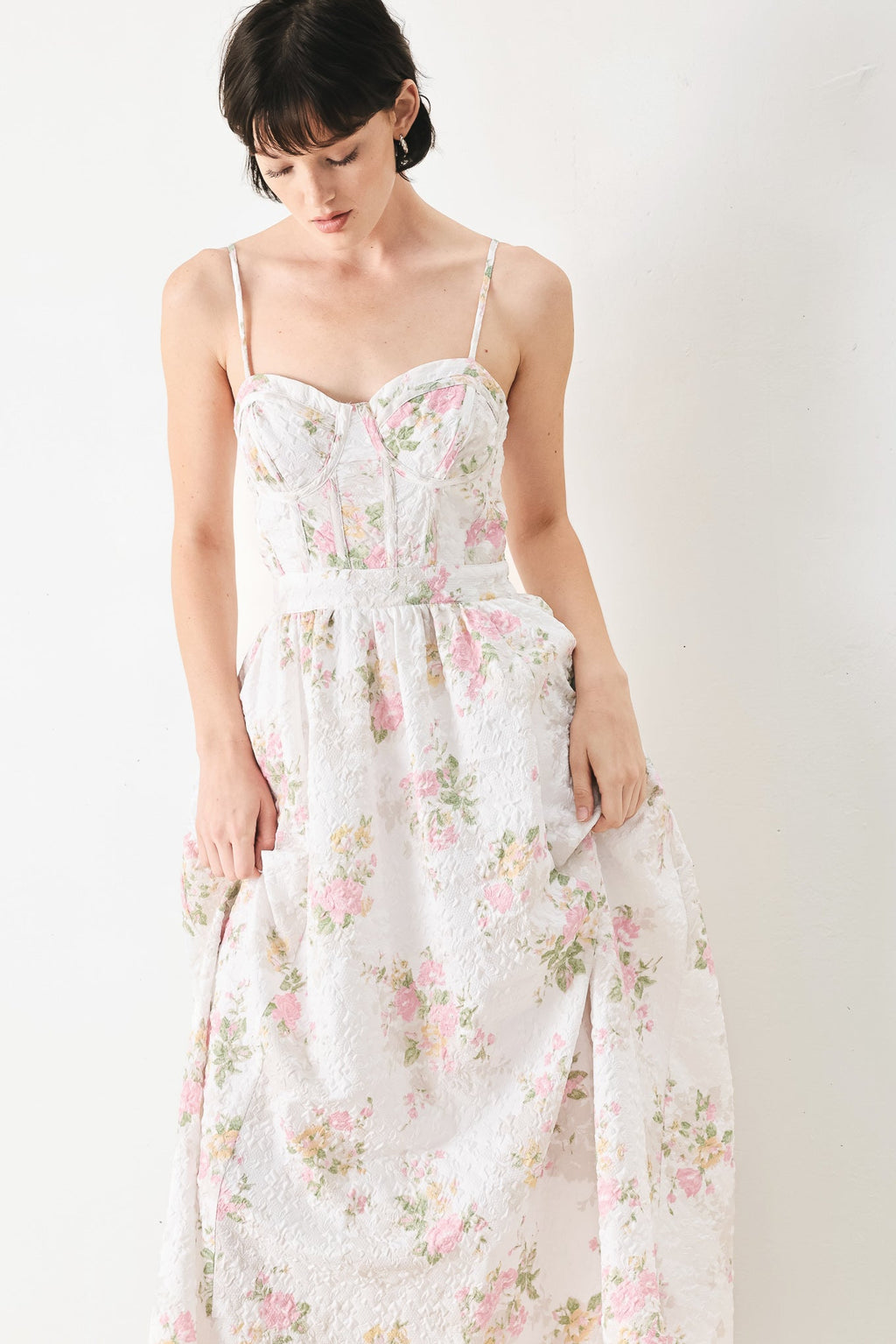 PASTEL ROMANCE WOVEN MIDI DRESS