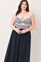PARIS STRIPE CUTOUT MIDI DRESS