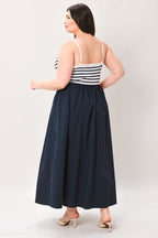 PARIS STRIPE CUTOUT MIDI DRESS