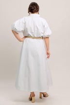RELAXED TAILOR WOVEN MIDI DRESS