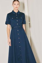 CLASSIC AUTHORITY WOVEN MIDI DRESS