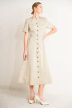COMMAND THE ROOM WOVEN MIDI DRESS