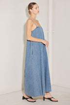 INDIGO WEEKEND THEORY DENIM MIDI DRESS