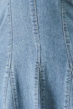 BLUE BLOSSOM DENIM MIDI DRESS