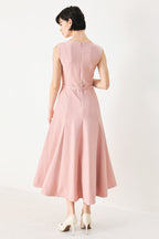 CALM AFTERGLOW BLUSH WOVEN MIDI DRESS