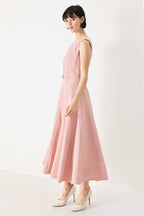 CALM AFTERGLOW BLUSH WOVEN MIDI DRESS