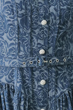 MIDNIGHT GARDEN DENIM MIDI DRESS