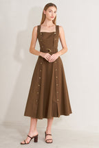 SWEET SIENNA WOVEN MIDI DRESS