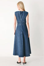 QUIET MUSE DENIM MIDI DRESS