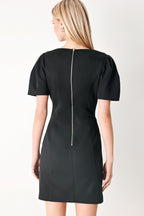 BLACK MIDNIGHT WOVEN MINI DRESS
